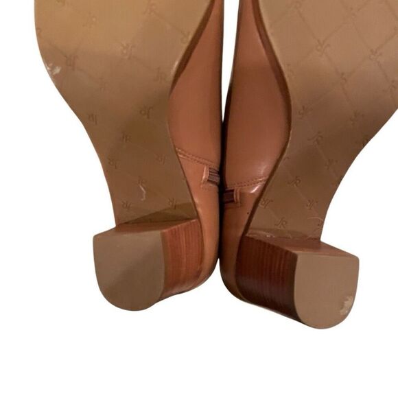 Jack Rogers Womens Marianne Scalloped Edge Booties 7.5M Tan Leather Stacked Heel - Picture 4 of 11